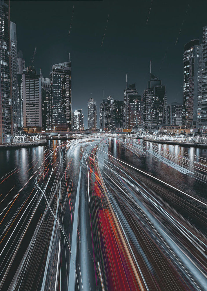 Stau im Dubai-Kanal | Leinwand