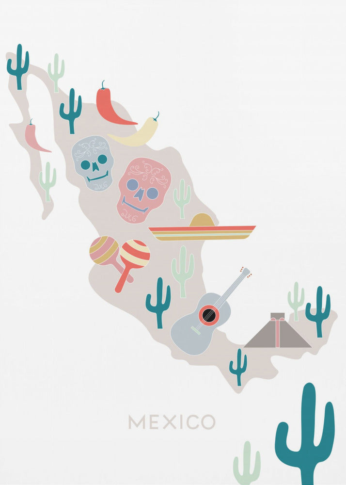 Mexiko Karte Nr. 1 | Leinwand