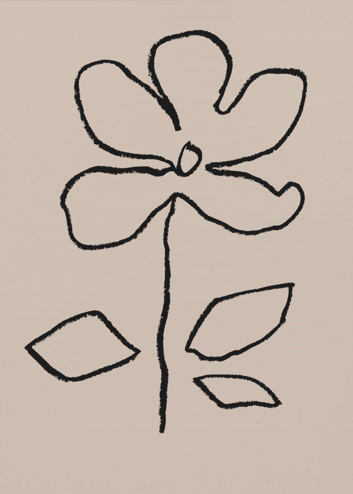 Ölpastell Blume Schwarz | Leinwand