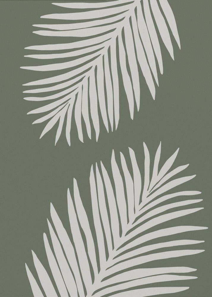PALMBLATT 06 GRÜN WEISS | Leinwand