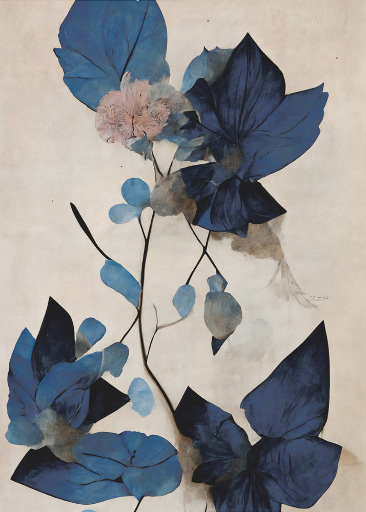 Blaue Trockenblumen | Leinwand