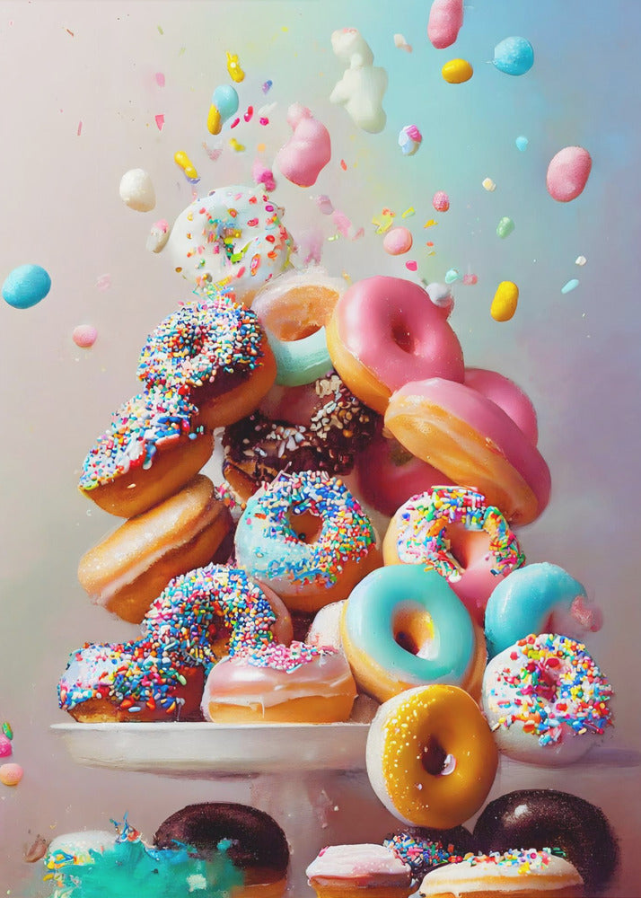 Colorful Donut Cascade | Poster
