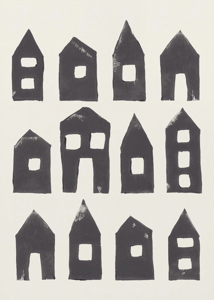 Tiny Houses #1 | Handbedruckter Linolschnitt | Poster