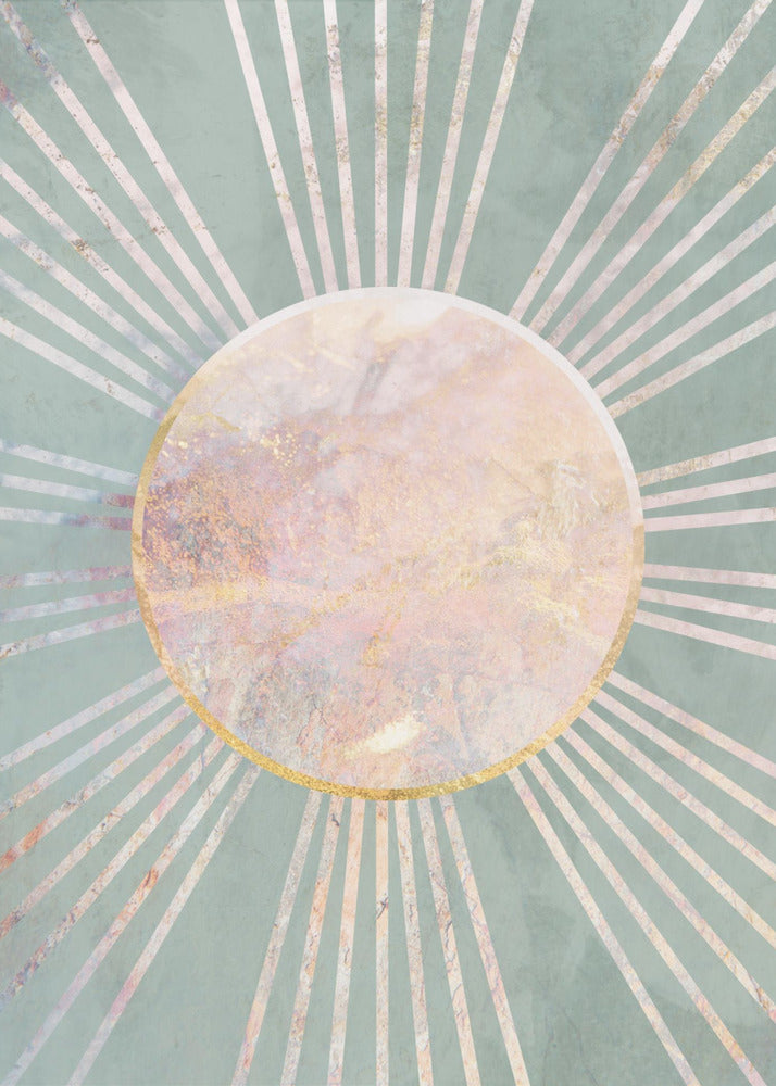 Salbeigrüne Boho Sonnenstrahlen | Poster