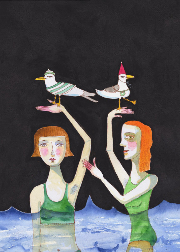 Beste Freunde schwimmen mit Vögeln | Poster
