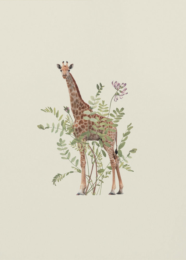 Blumengiraffe | Leinwand