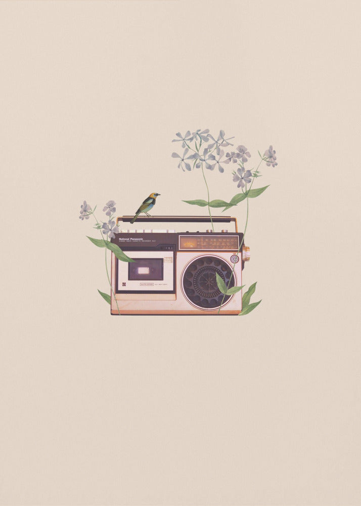Florales Vintage-Radio | Leinwand