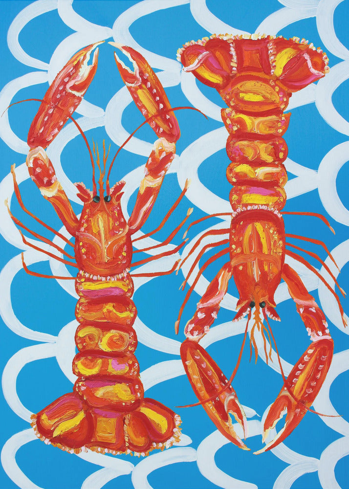 Langustinen auf Blau | Poster