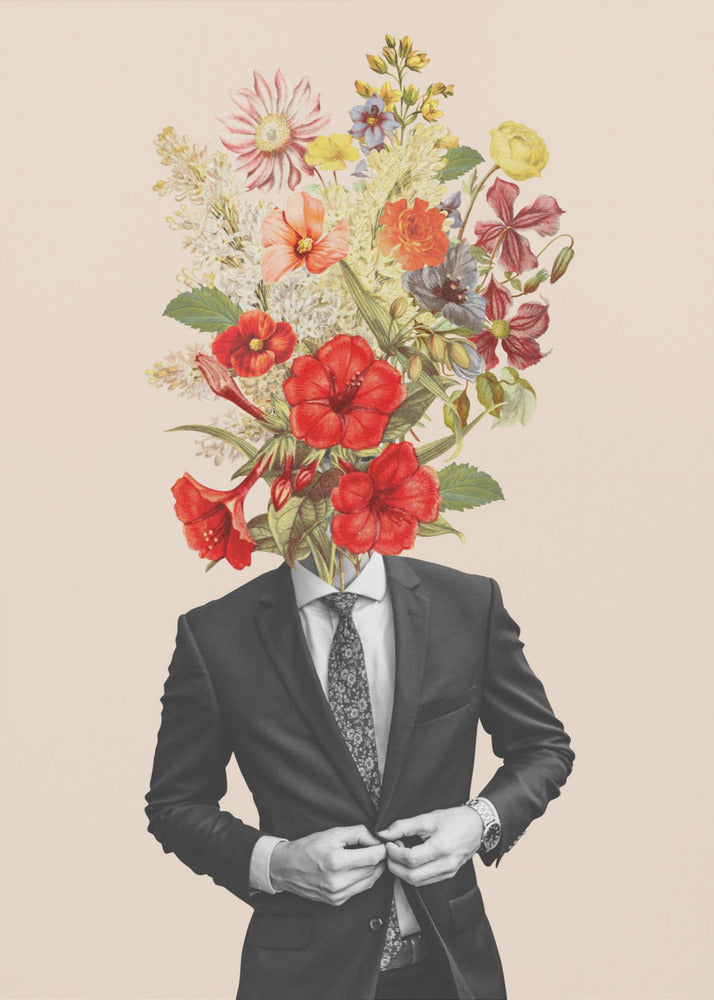 Mann mit roten Blumen | Poster