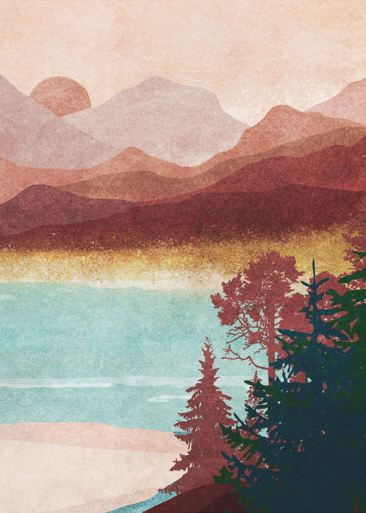 Nebelige Bergdämmerung | Leinwand