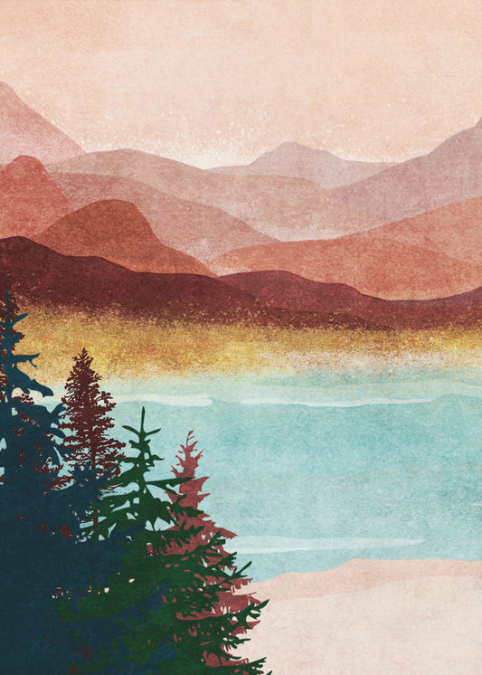 Nebeliges Bergglühen | Leinwand