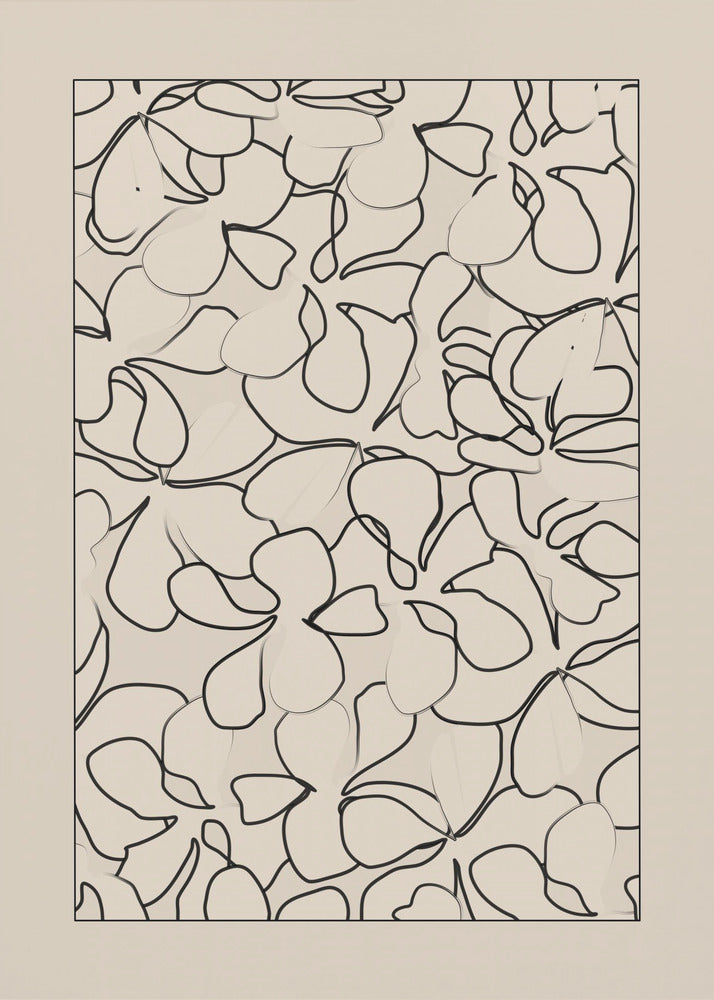 Seamless Pattern of Outlined Flowers | Poster