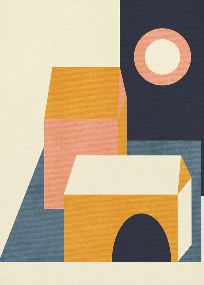 Rainbow Plus Shapes Blue Mustard11 | Poster