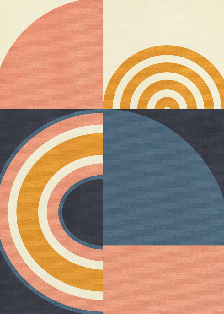 Rainbow Plus Shapes Blue Mustard9 | Poster