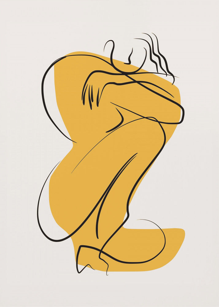 Self Hug Nude In Linear Abstract | Poster