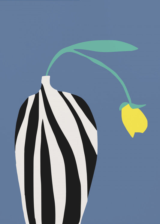 Tulpe in Vase mit Zebrastreifen | Leinwand