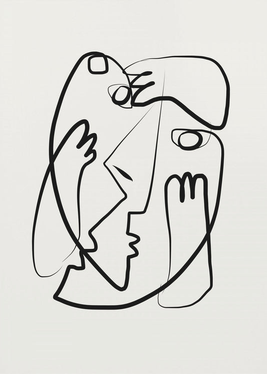 Entwined Faces In A Minimalist Style | Canvas