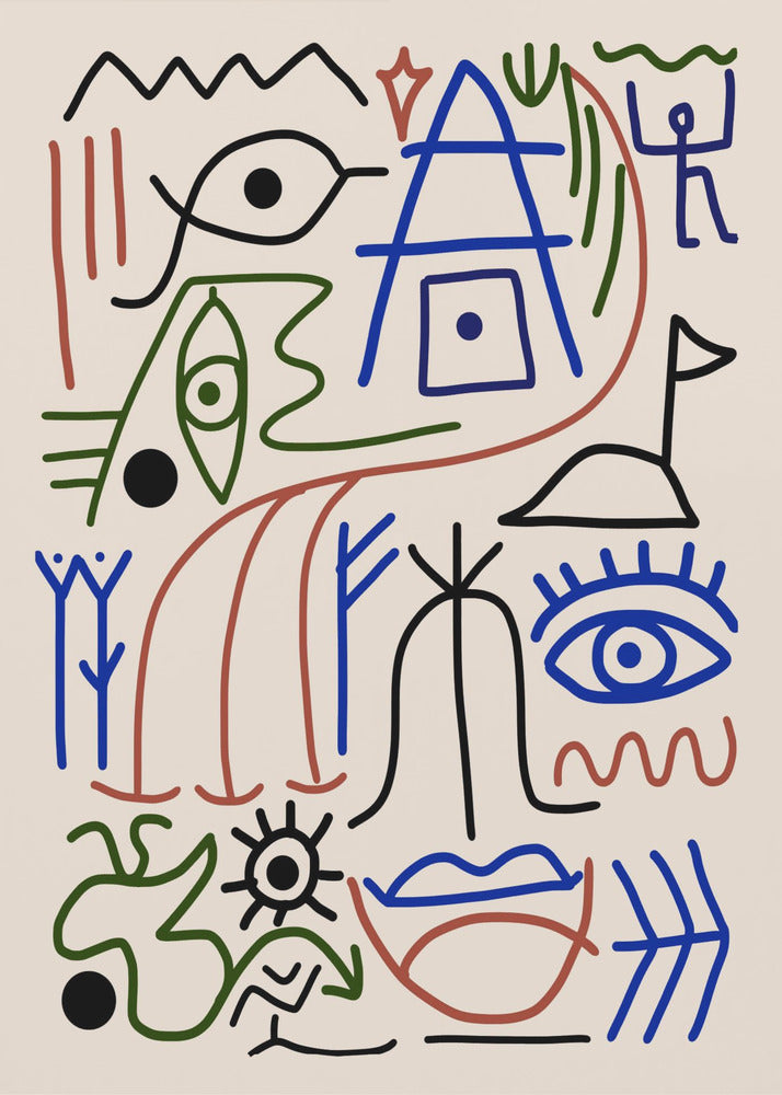 Line Art Bizarre Ancient Symbol | Canvas
