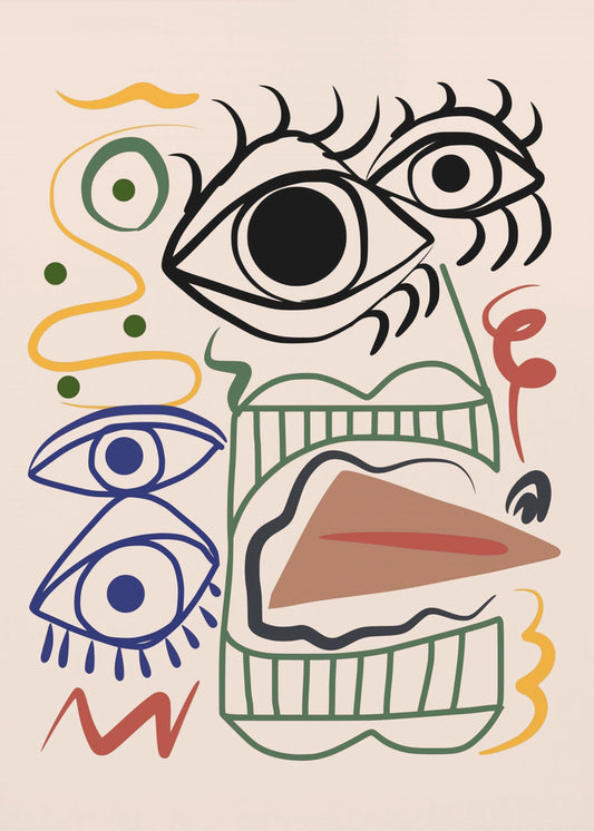 Line Art Bizarres Totem | Leinwand