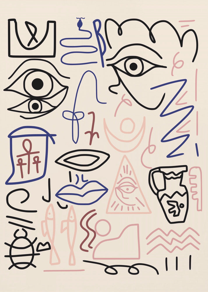 Line Art Höhlenzeichnung | Leinwand
