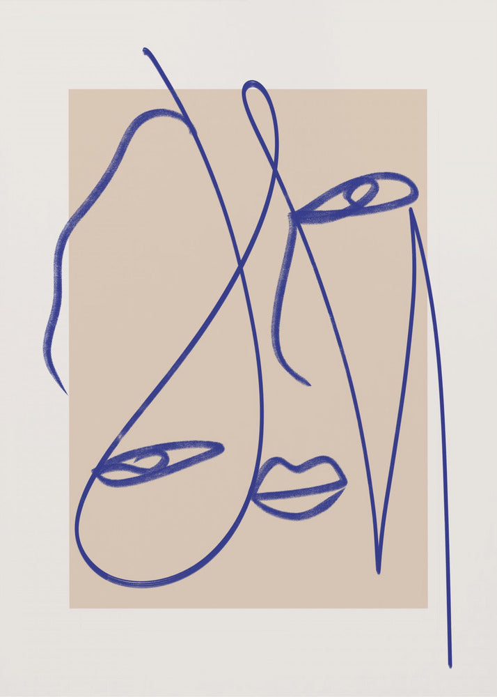 Abstrakte blaue Linienkunst | Leinwand