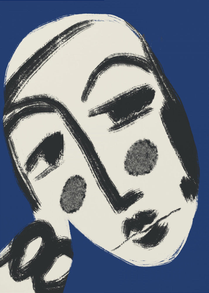 Ruhendes Portrait in Blau | Leinwand