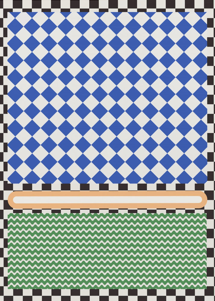 Geometrisches Muster mit blauen und weißen Diamanten | Poster