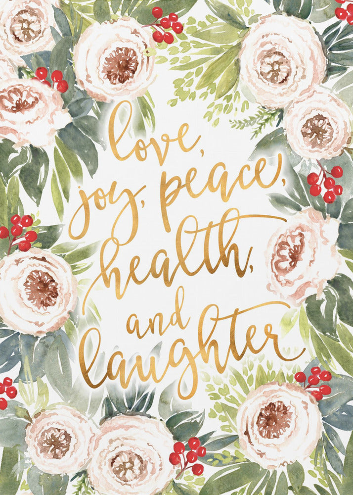 Weihnachtsgrüße mit Rosen und Beeren | Poster