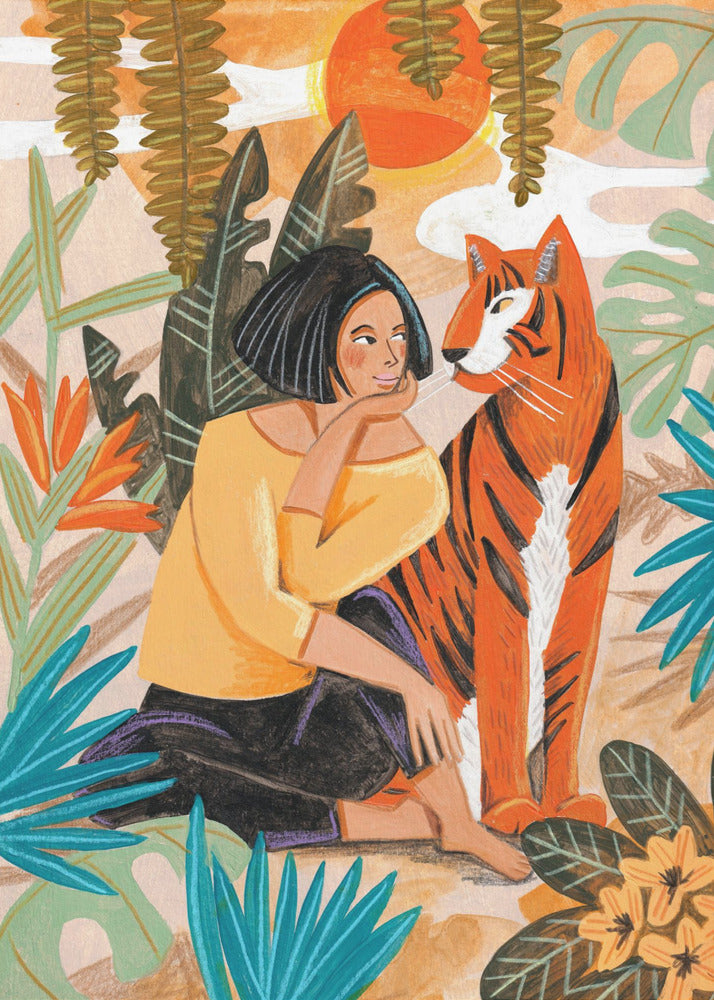 Frau mit Tiger | Poster