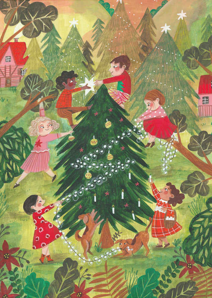 Weihnachtsbaum schmücken | Leinwand