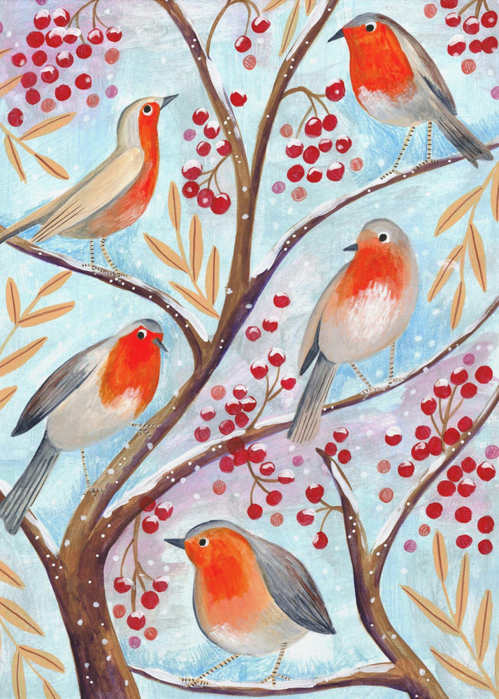 Wintervögel Rotkehlchen Weihnachten Schnee | Poster