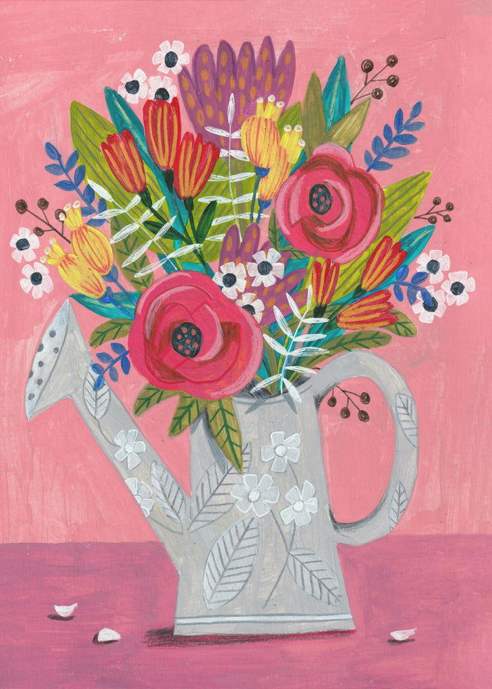 Watering Can with Flowers | Canvas