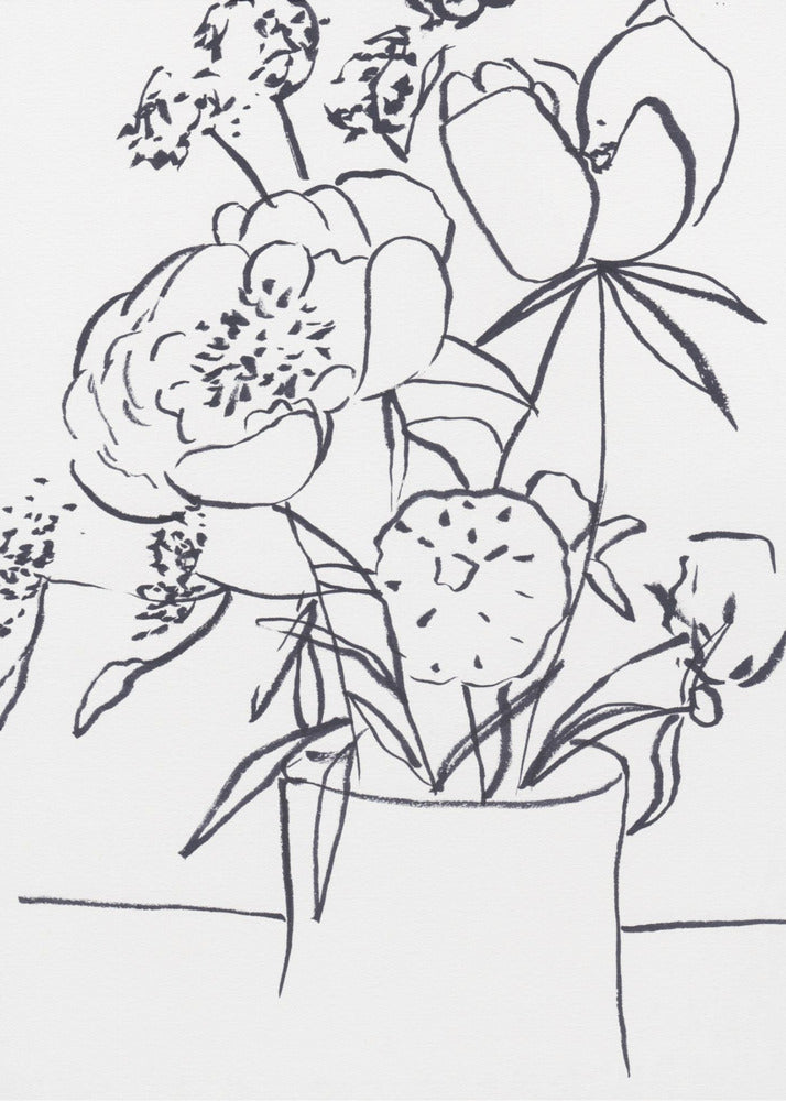 Schwarz-Weiß-Blumenmuster, groß | Poster