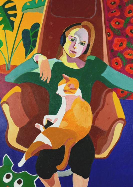 The Girl And The Cat | Canvas