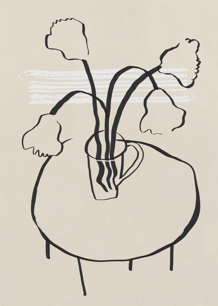 Blumendekor auf einem runden Tisch | Poster