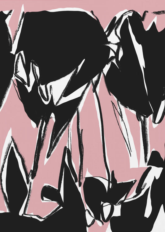 Schwarze rosa Tulpen | Leinwand