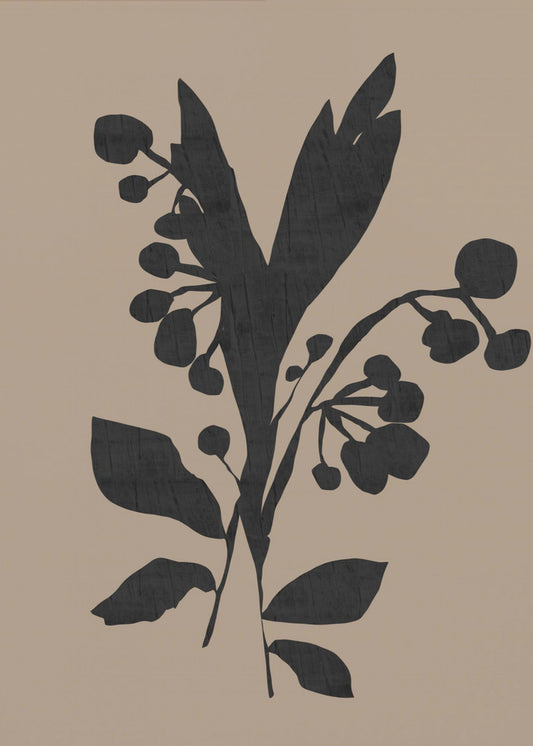 Black Floral Buds Modern Botanical Silhouette | Canvas