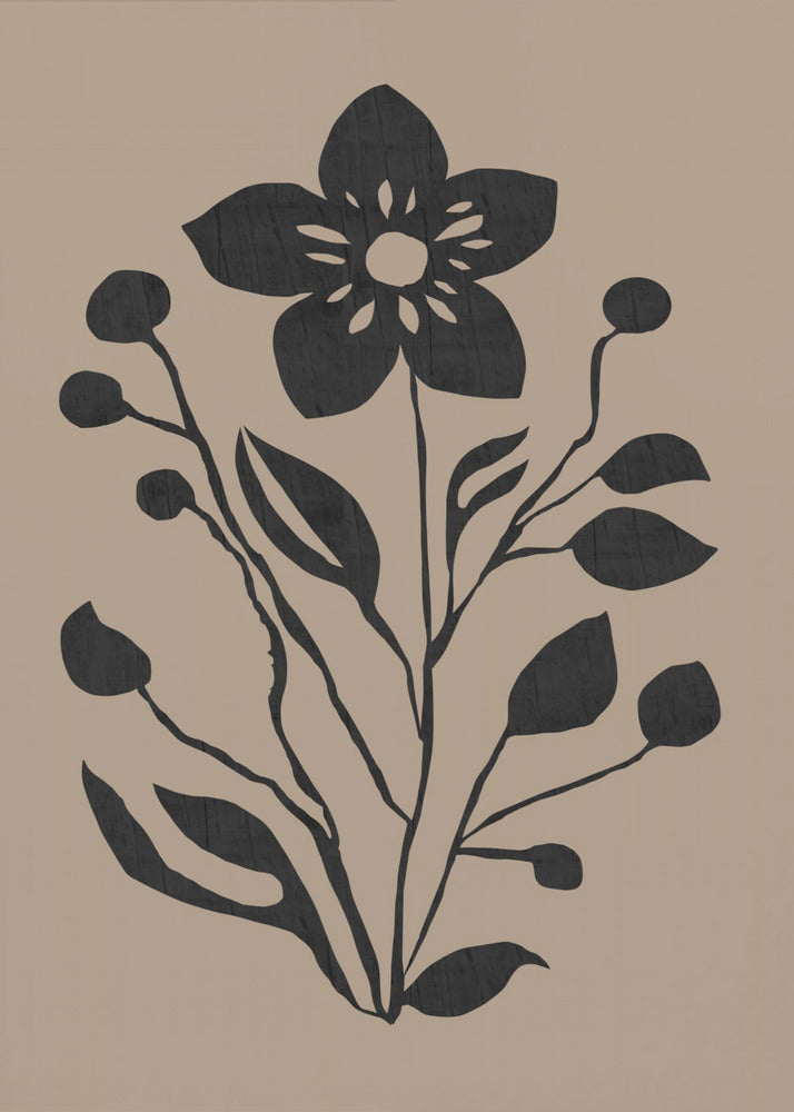 Schwarze Blume Moderne Botanische Silhouette | Poster