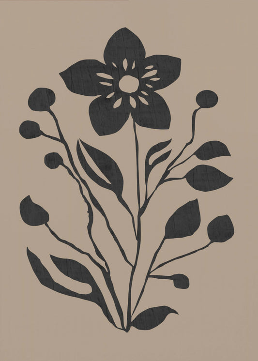 Schwarze Blume Moderne Botanische Silhouette | Poster