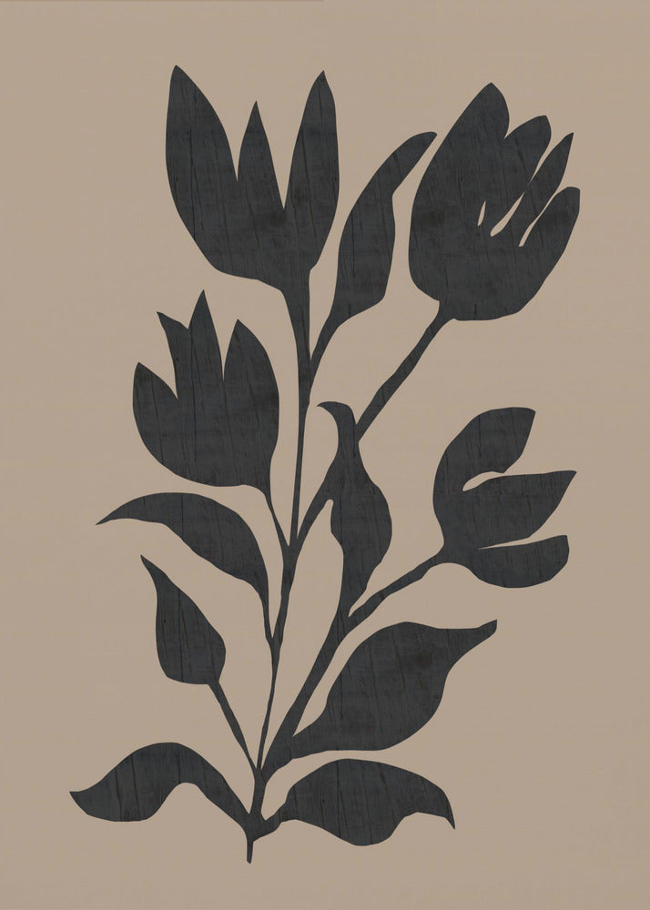 Schwarze Tulpen Moderne botanische Silhouette | Poster