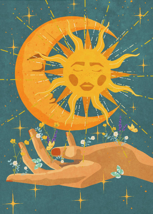 Sonne und Mond in meiner Hand | Leinwand