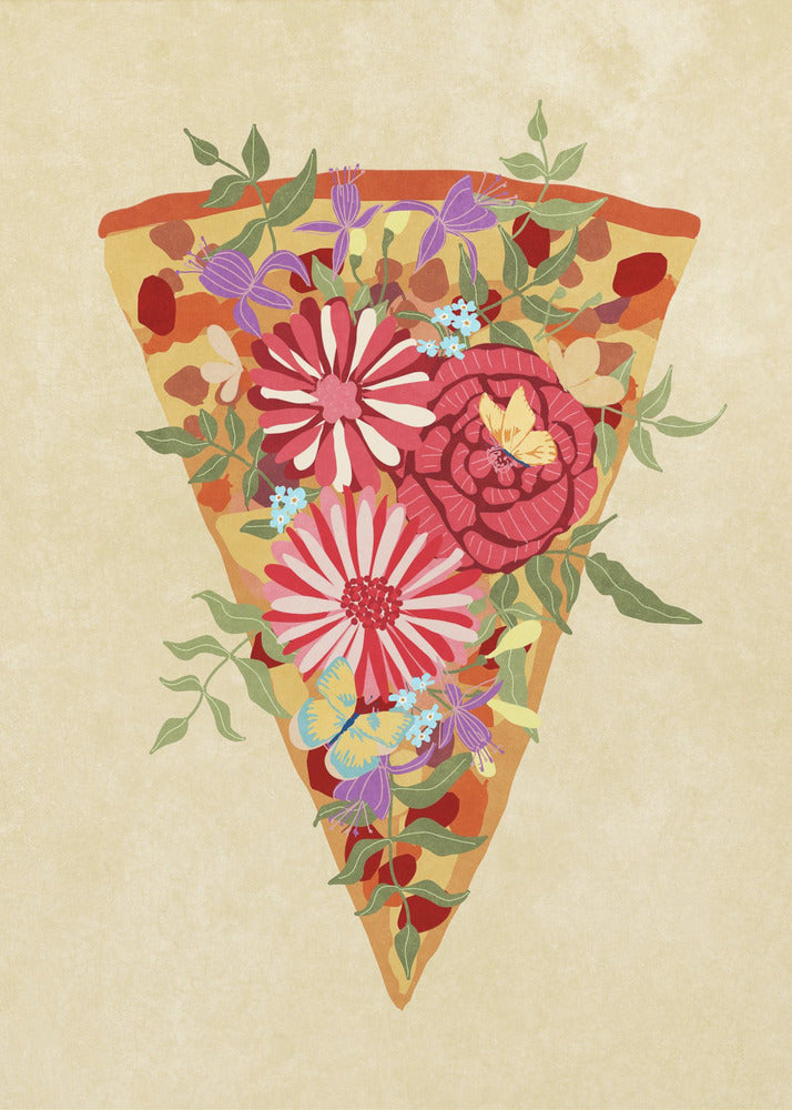 Stück Blumenpizza | Leinwand