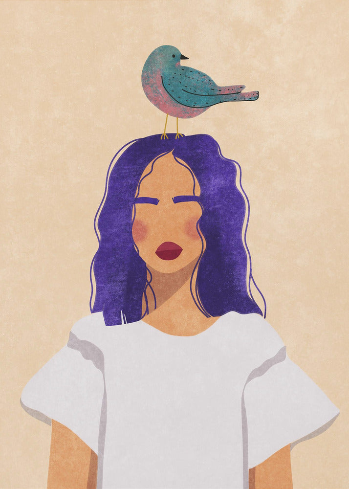 Mädchen mit Vogel | Poster