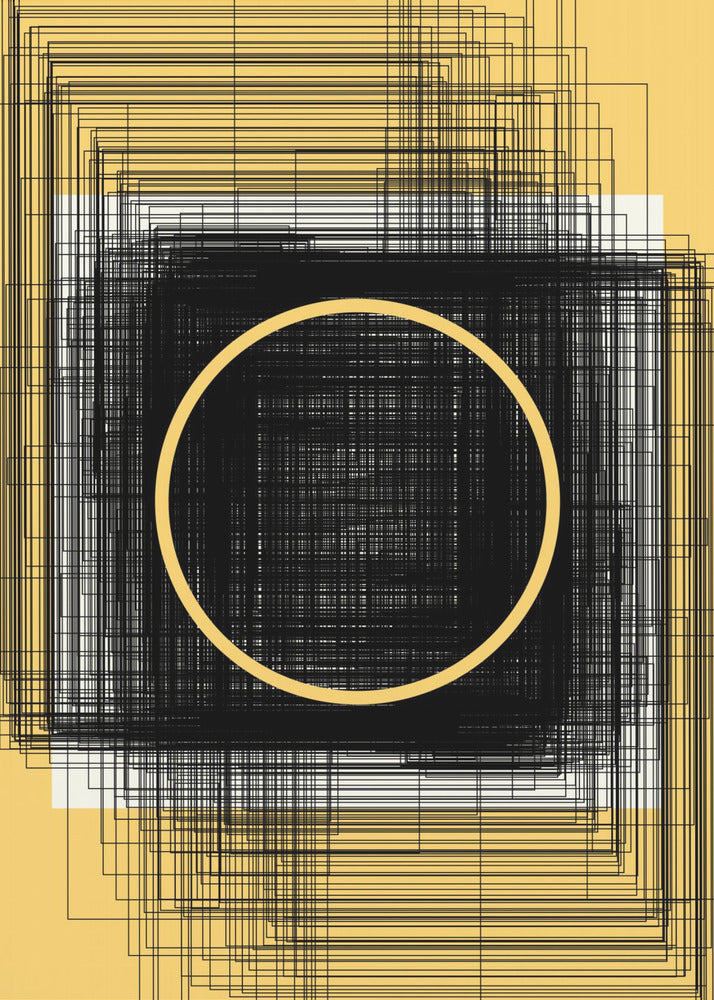 Gelber Kreis und schwarze Linien | Poster