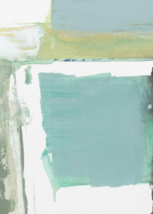 Aquablau Abstrakt auf Weiß 1 | Leinwand