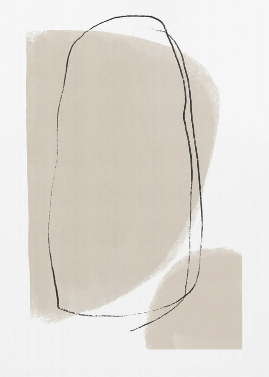 Soft Beige Shapes And Fluid Black Lines | Poster