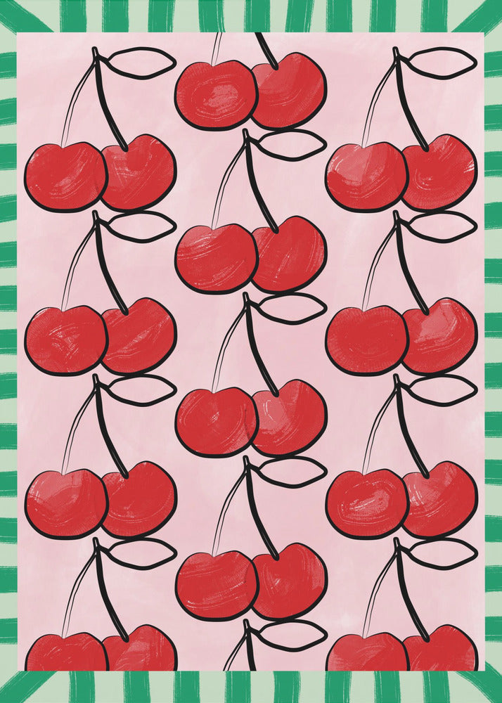 Red Cherries on a Pink | Canvas