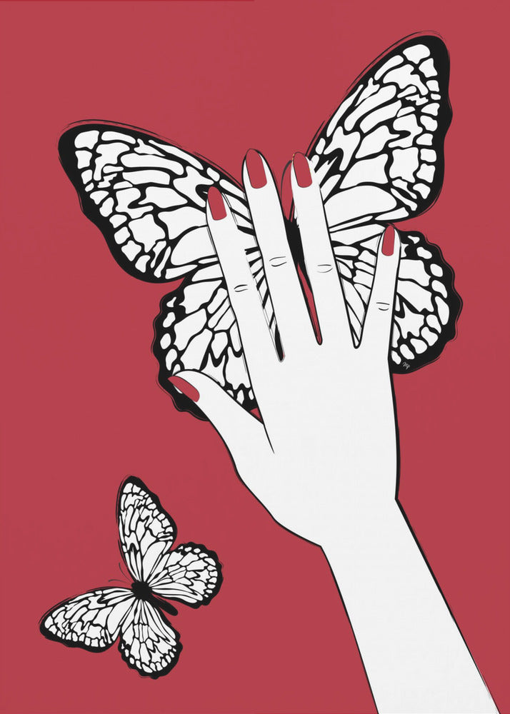 Hält einen Schmetterling | Leinwand