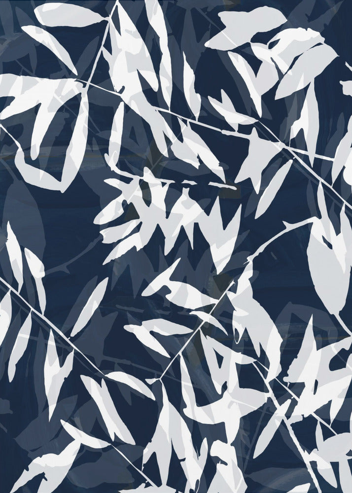 Marineblauer weißer Bambus 1 | Poster