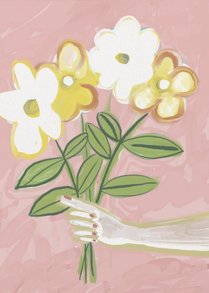 Blumenstrauß Rosa und Gelb | Poster